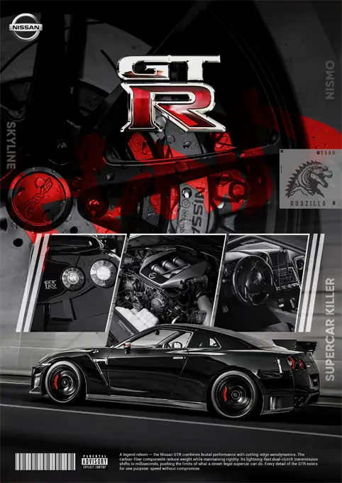 01_PLP_v3_Vertical متال پوستر ماشین Nissan GTR کد N605 اورلوم