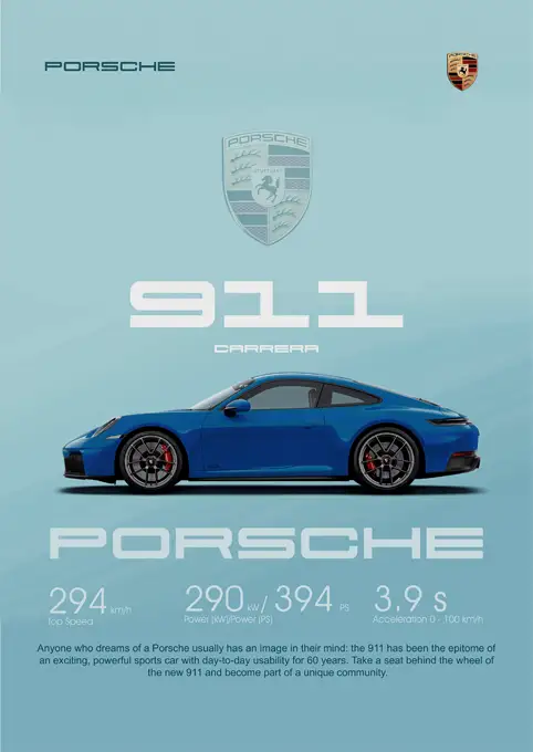01_PLP_v3_Vertical متال پوستر ماشین Porsche 911 کد N602 اورلوم