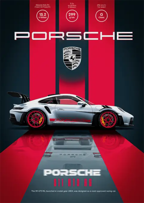 01_PLP_v3_Vertical متال پوستر ماشین Porsche 911 کد N604 اورلوم