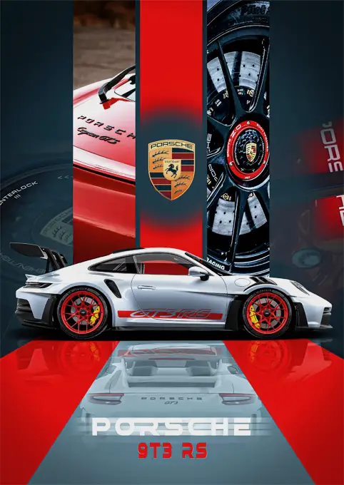 01_PLP_v3_Vertical متال پوستر ماشین Porsche GT3RS کد N606 اورلوم