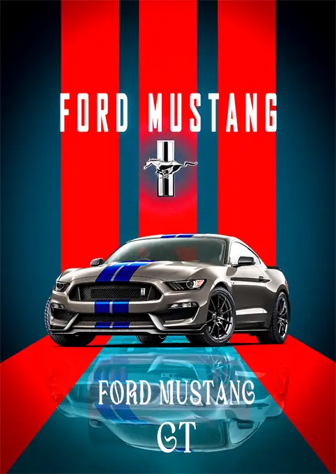 01_PLP_v3_Vertical متال پوستر ماشین Ford Mustang کد N603 اورلوم